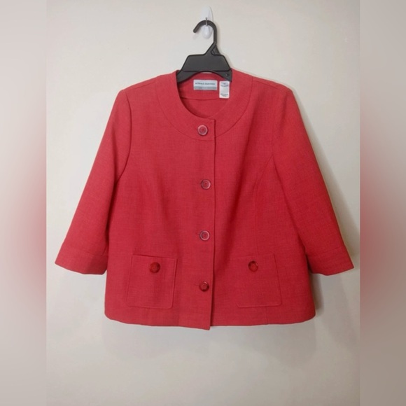 Alfred Dunner Petite 12P Coral Red Button Front Blazer Jacket - Picture 1 of 8